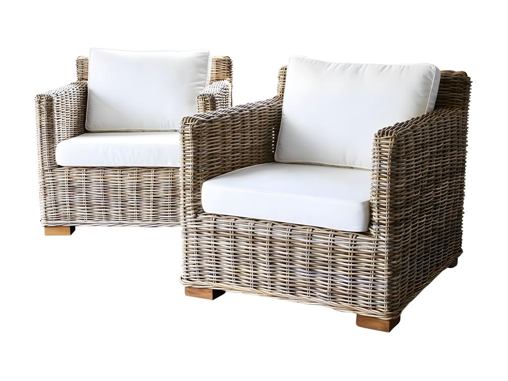 Fauteuil de jardin en Boisona naturel lot de 2 VTRR62757