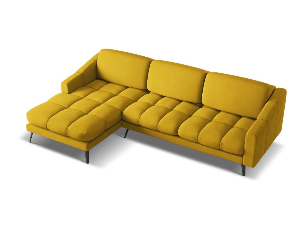 Canapé d'angle gauche en tissu chenille - moutarde - Elariva EVJH85144