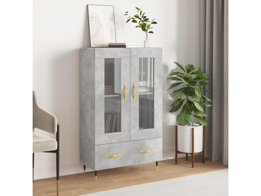 Buffet haut gris béton 69,5x31x115 cm bois d'ingénierie UGTB43511
