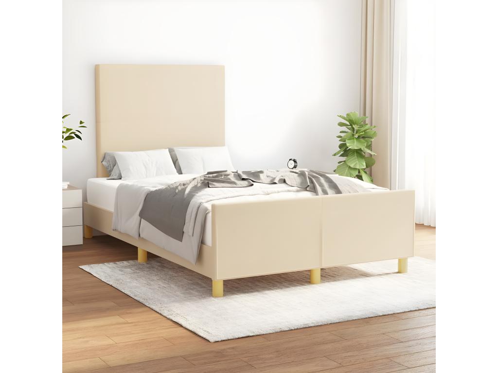 Cadre de lit avec tête de lit crème 120x190 tissu UGVV94752