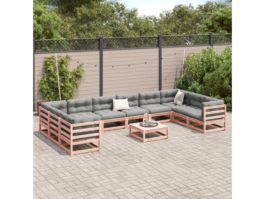 Salon de jardin 11 pcs bois massif sapin de Boisona ICKZ92896