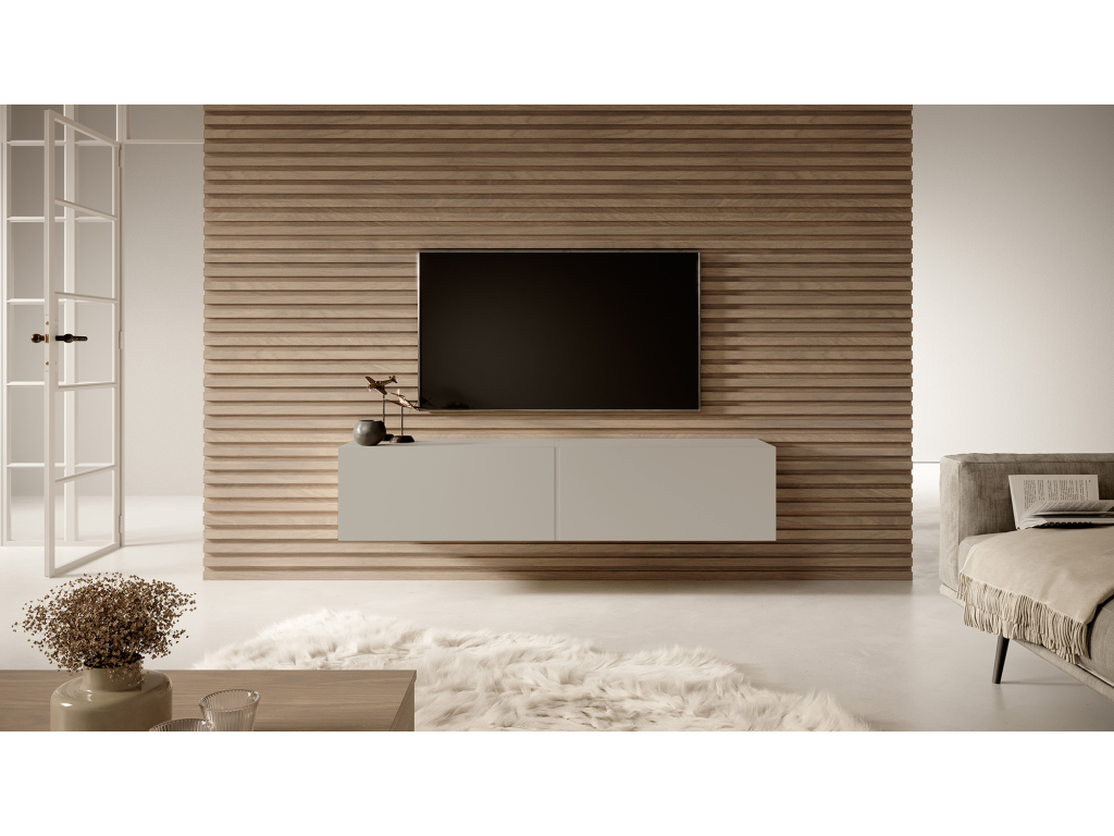 Meuble TV - 140 cm - Boisona gris-beige - Boisona TSQL49118