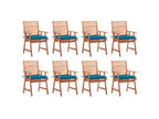Chaises à manger d'extérieur lot de 8 et coussins Boisona massif BYOB92082