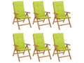 Chaises de jardin inclinables et coussins lot de 6 bois teck TBEC94787