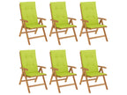 Chaises de jardin inclinables et coussins lot de 6 bois teck TBEC94787