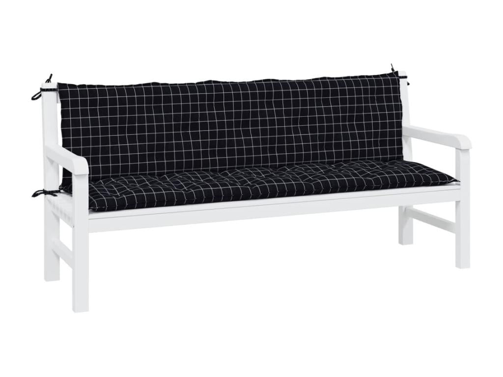 Coussins de banc de jardin 2 pièces motif à carreaux noir BLVX01253