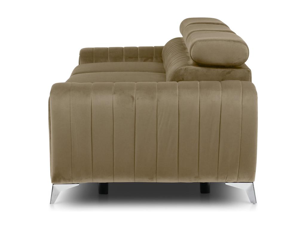 Canapé convertible avec appuis-tête réglables velours beige Boisona 261cm TALW33581