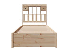 Lit bibliothèque sans matelas 90x200 cm bois de pin massif IWBK92042