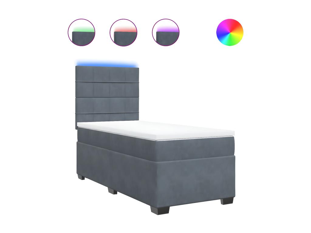 Sommier à de lit et matelas Gris foncé 80x200 cm Velours FRML22361