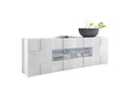 Buffet 2 portes 4 tiroirs Laqué Blanc brillant LED's - Boisona JPDU47761