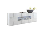 Buffet 2 portes 4 tiroirs Laqué Blanc brillant LED's - Boisona JPDU47761