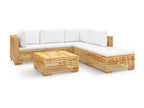 Salon de jardin 6 pcs avec coussins Bois de teck solide QAPY41883