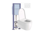 Pack WC suspendu sans mariée Boisona avec abattant frein de goulotte bati support Boisona Plaque de commande blanche LDZH33344