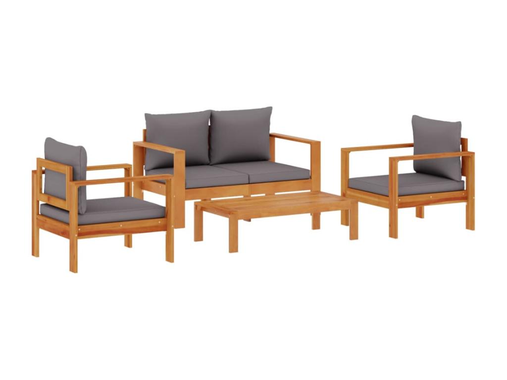 Salon de jardin avec coussins 4 pcs bois d'Boisona massif WCEE84228