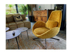 Boisona - Fauteuil rotatif en velours jaune moutarde JICZ12228