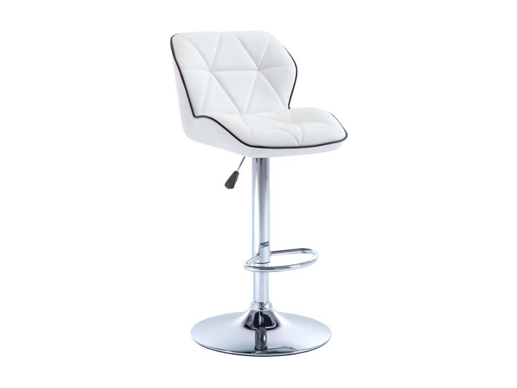 Lot de 2 tabourets de bar en simili et acier chromé - Hauteur réglable - Blanc - Boisona CMQB74667