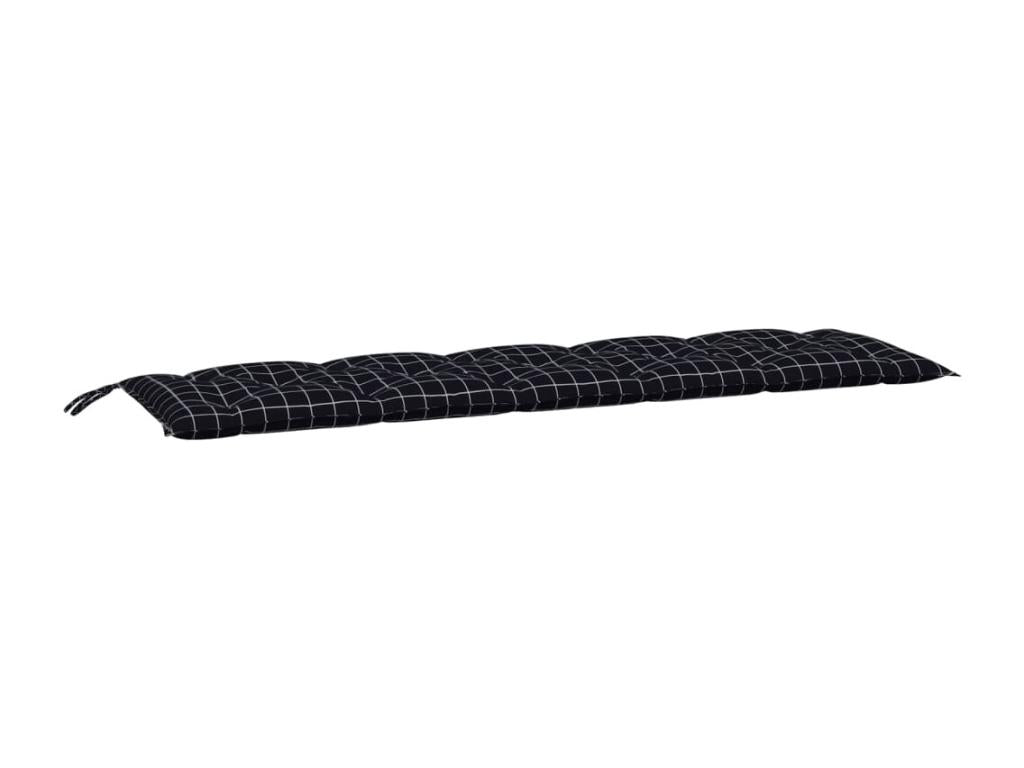 Coussins de banc de jardin 2 pièces motif à carreaux noir BLVX01253