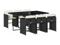 Ensemble à manger de jardin coussins 7 pièces Noir Résine tressée XMFR47503