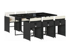 Ensemble à manger de jardin coussins 7 pièces Noir Résine tressée XMFR47503