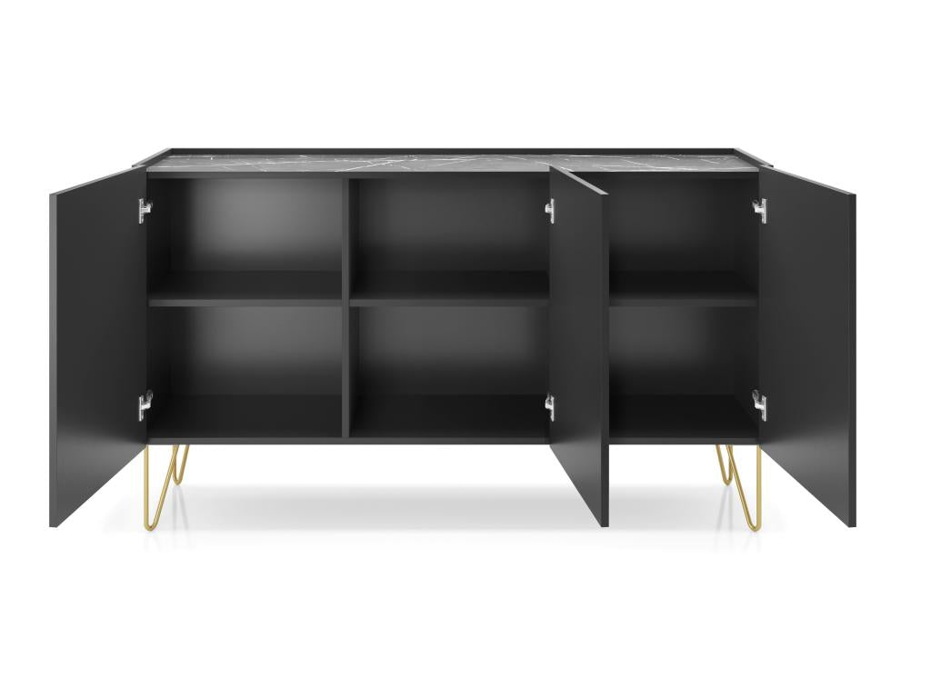 Commode Boisona K144 144x37x83 Noir / Doré DRNO53020