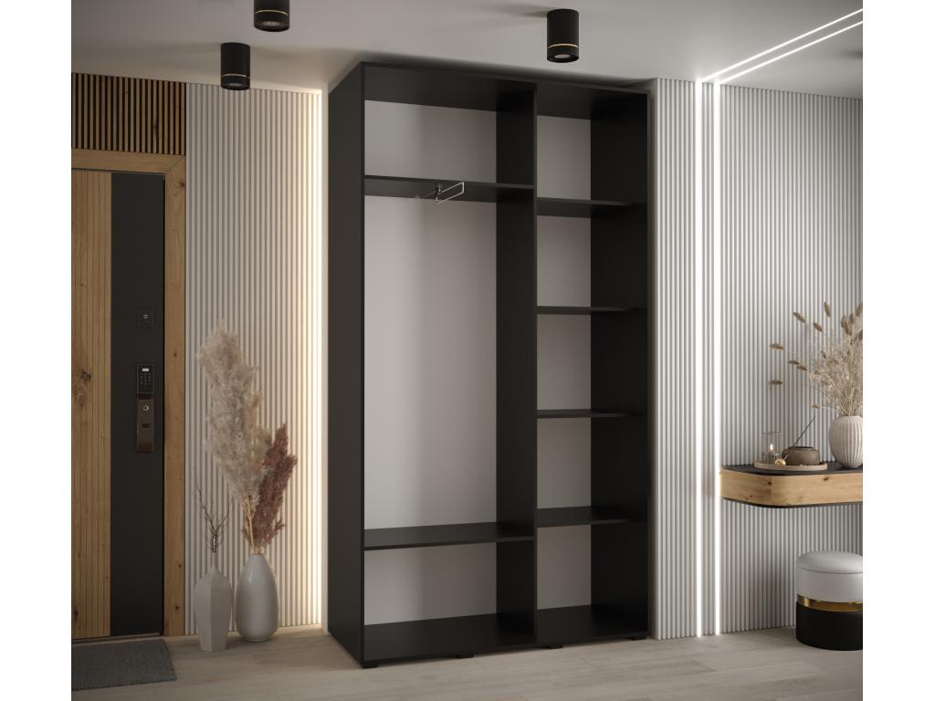 ARMOIRE Boisona 8 À PORTES COULISSANTES 235.2/140/45 2 portes Noir/Boisona/Noir JDME18544