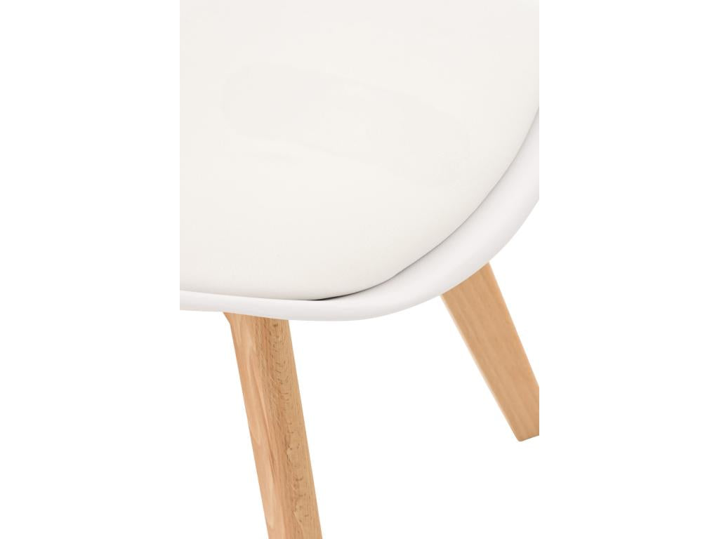 Lot de 4 Chaise de salle à manger - Plastique / Bois - Blanc - Boisona ZIMY84601