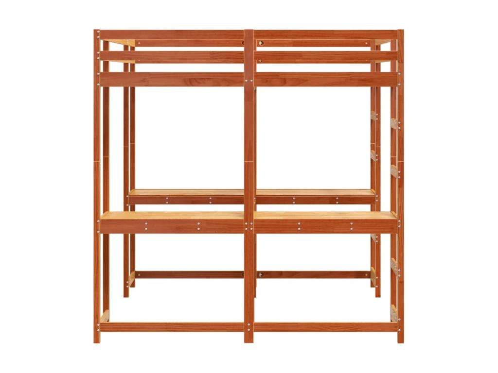 Lit superposé et bureau et échelle 160x200cm bois de pin massif SDXN57032