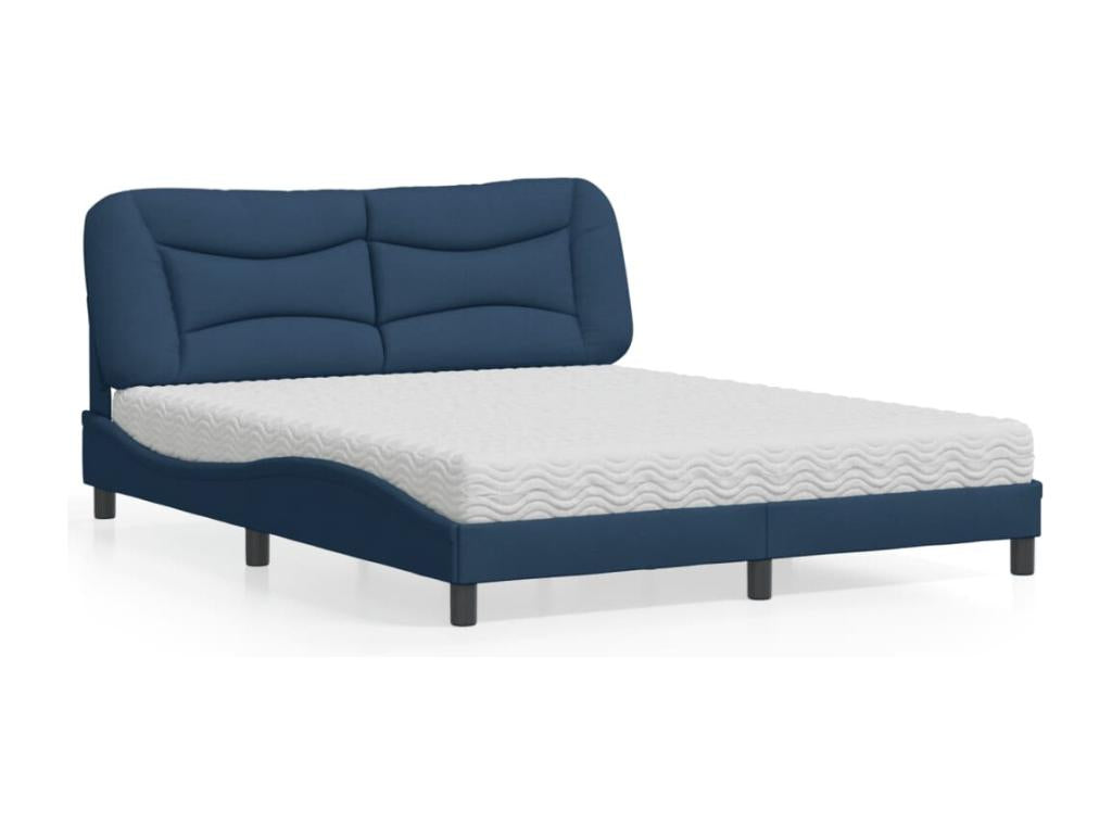 Lit avec matelas bleu 160x200 cm tissu LIQA29413