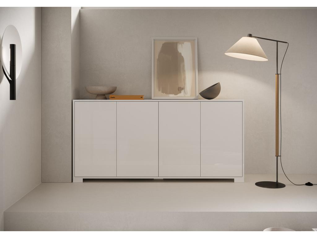 Buffet bas 4 portes 172x40x83 cm Boisona blanc brillant UUSI29878
