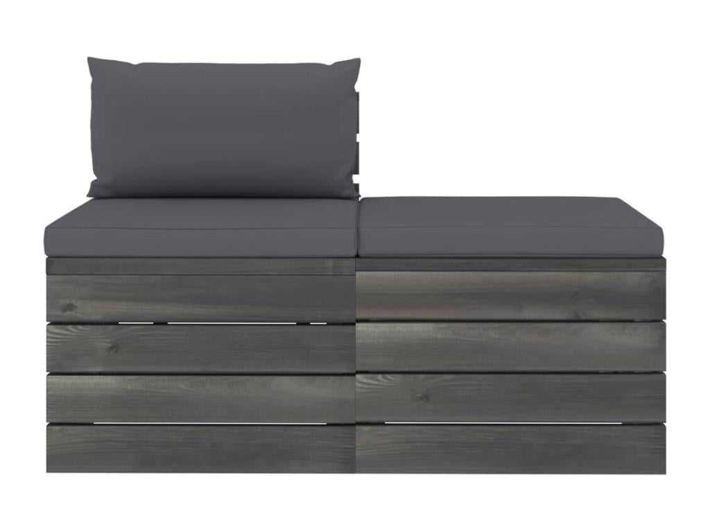 Salon palette de jardin 2 pcs avec coussins Bois de pin massif AYYQ20073