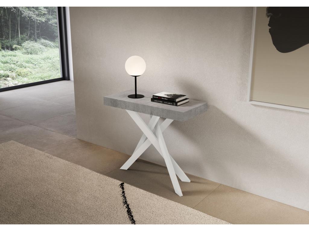 Console extensible 90x40/196 cm Saki Petits pieds en béton blanc DNBG51259