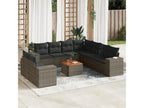 Salon de jardin avec coussins 10 pcs gris résine tressée ISLT63410