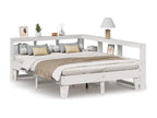 Lit bibliothèque sans matelas blanc 150x200 cm bois pin massif QDRM19915