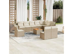 Salon de jardin 11 pièces avec coussins beige résine tressée APWM27091