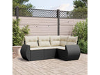 Salon de jardin 4 pièces avec coussins noir résine tressée CFRS23166