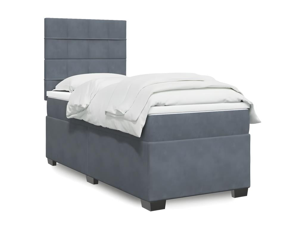 Sommier à de lit et matelas Gris foncé 80x200 cm Velours FRML22361