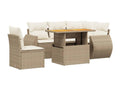 Salon de jardin avec coussins 6 pcs beige résine tressée JHRX65862