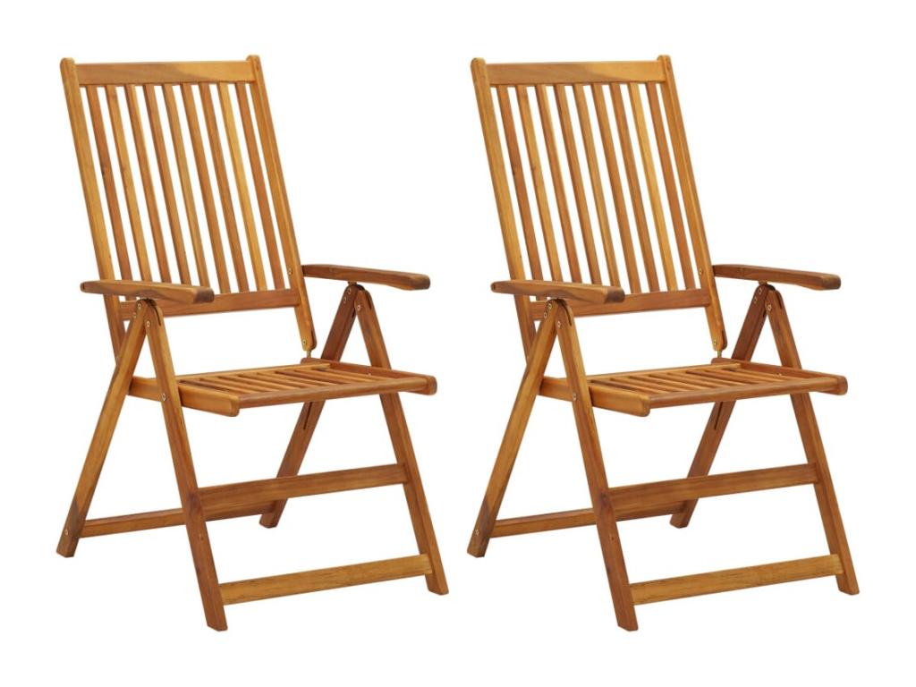 Chaises inclinables de jardin 2 pièces avec coussins Bois d'Boisona YZKT53362