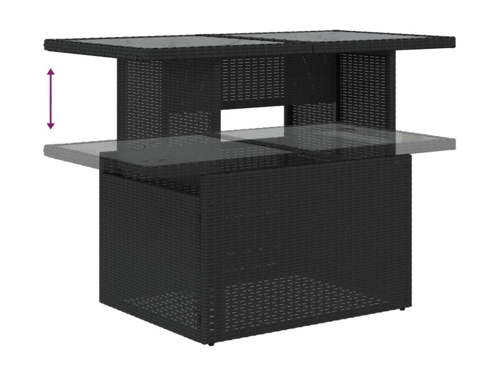 Salon de jardin 6 pcs avec coussins noir résine tressée JHYP30450