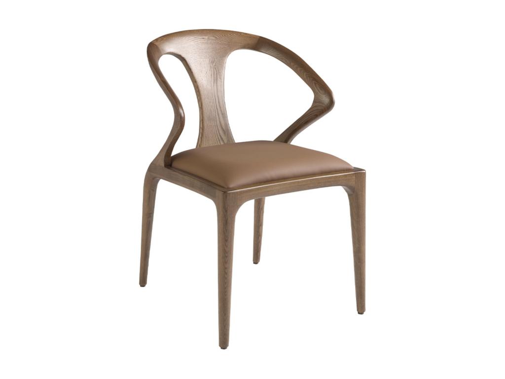 Chaise moderne en bois de frêne couleur noyer et simili cuir Boisona GYPW51108