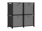 Étagère à 4 cubes avec boîtes Noir 69x30x72.5 cm Tissu VSZY85465