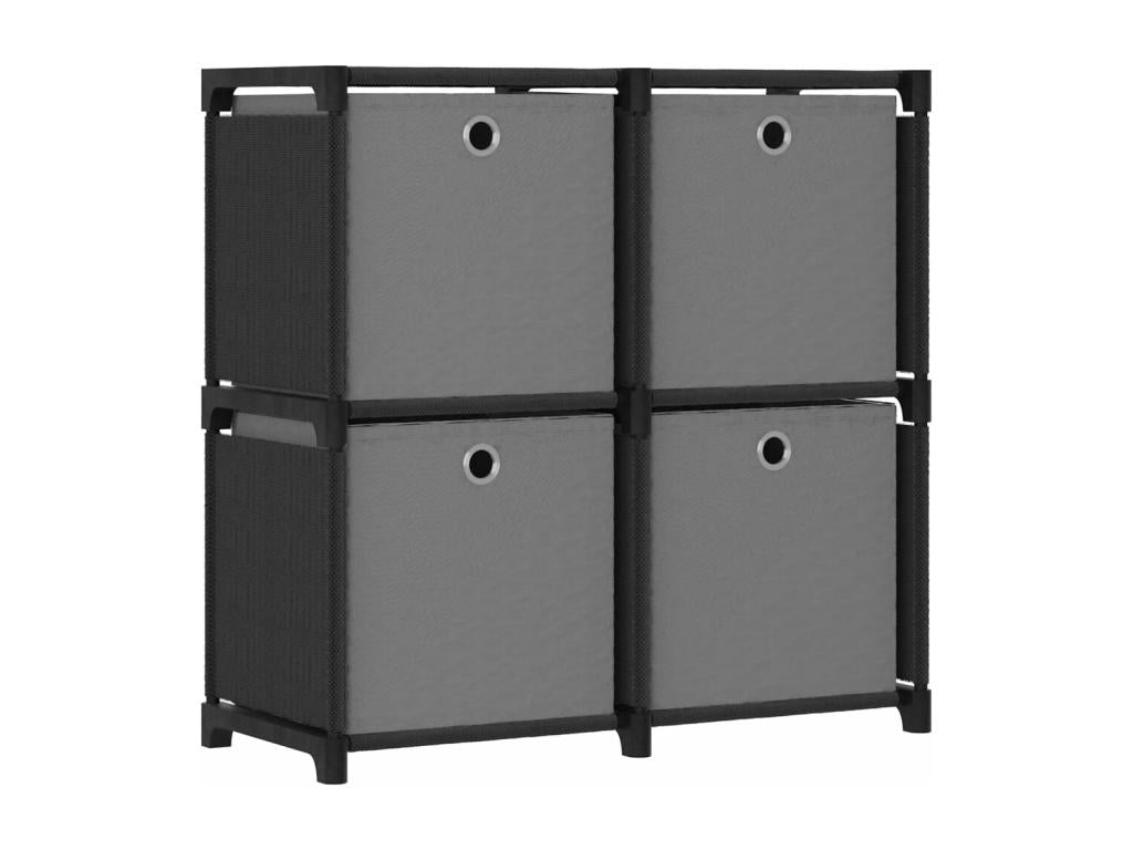 Étagère à 4 cubes avec boîtes Noir 69x30x72.5 cm Tissu VSZY85465