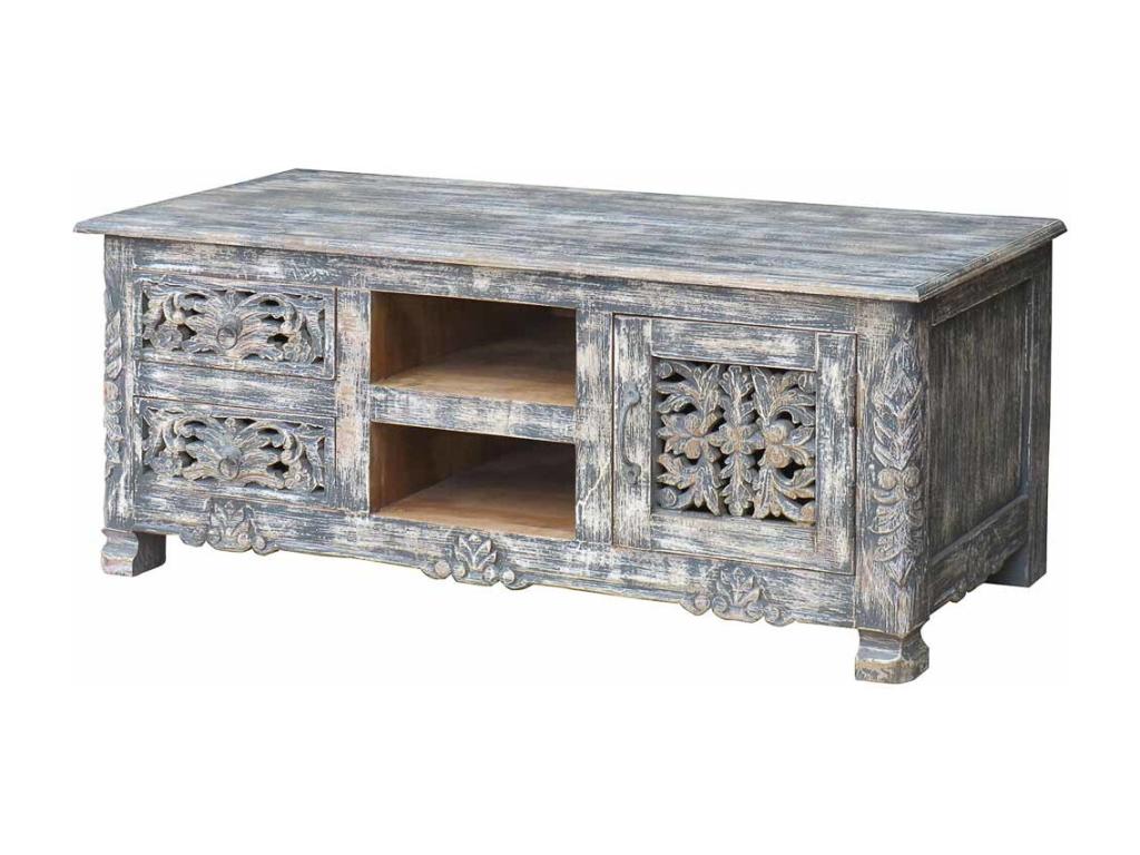 Meuble bas en bois gris 120x45x50h QBQN99171