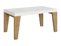 Table extensible 90x160/420 cm Boisona dessus Frêne Blanc pieds Chêne Nature LFON30849