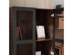 Vitrine Collection en Verre poignées et pieds en métal Meuble de Rangement Debout 3 étagères Salon 80x40x180cm Noir/Marron RBNN50254