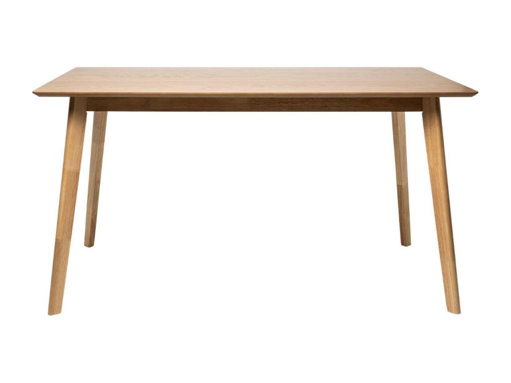 Table de cuisine rectangulaire Boisona – Finition blanc brillant et pieds en bois clair-Couleur Naturel-Largeur 140 cm WABV10562
