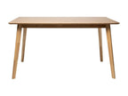 Table de cuisine rectangulaire Boisona – Finition blanc brillant et pieds en bois clair-Couleur Naturel-Largeur 140 cm WABV10562