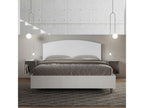 Lit coffre 160x190 structure frêne blanc tête de lit similicuir blanc Boisona HBEZ47755