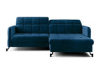 Canapé convertible angle droit avec têtières réglables velours matelassé bleu Boisona 225cm DKZT16445
