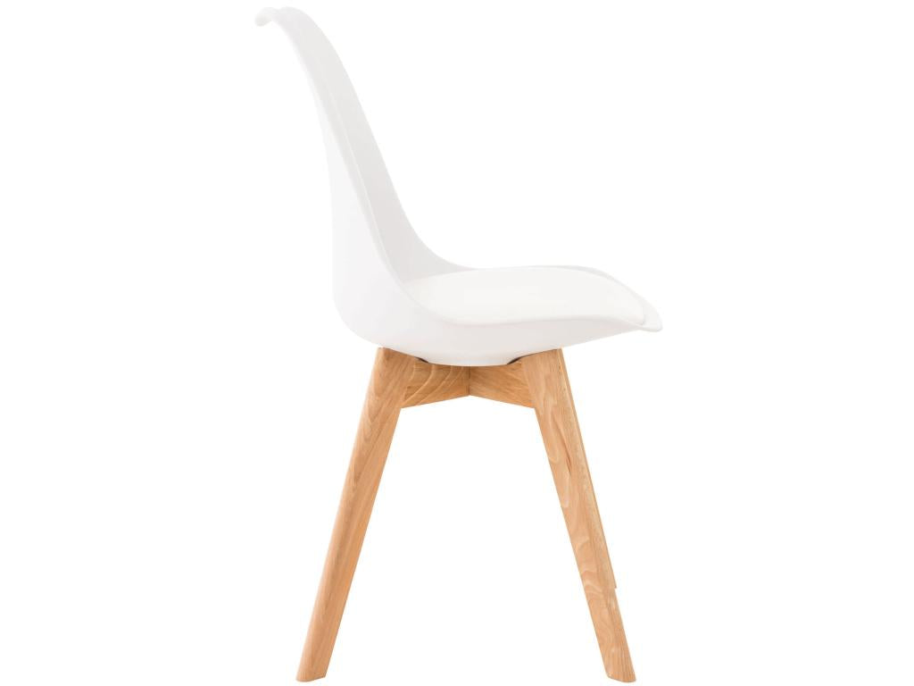 Lot de 4 Chaise de salle à manger - Plastique / Bois - Blanc - Boisona ZIMY84601
